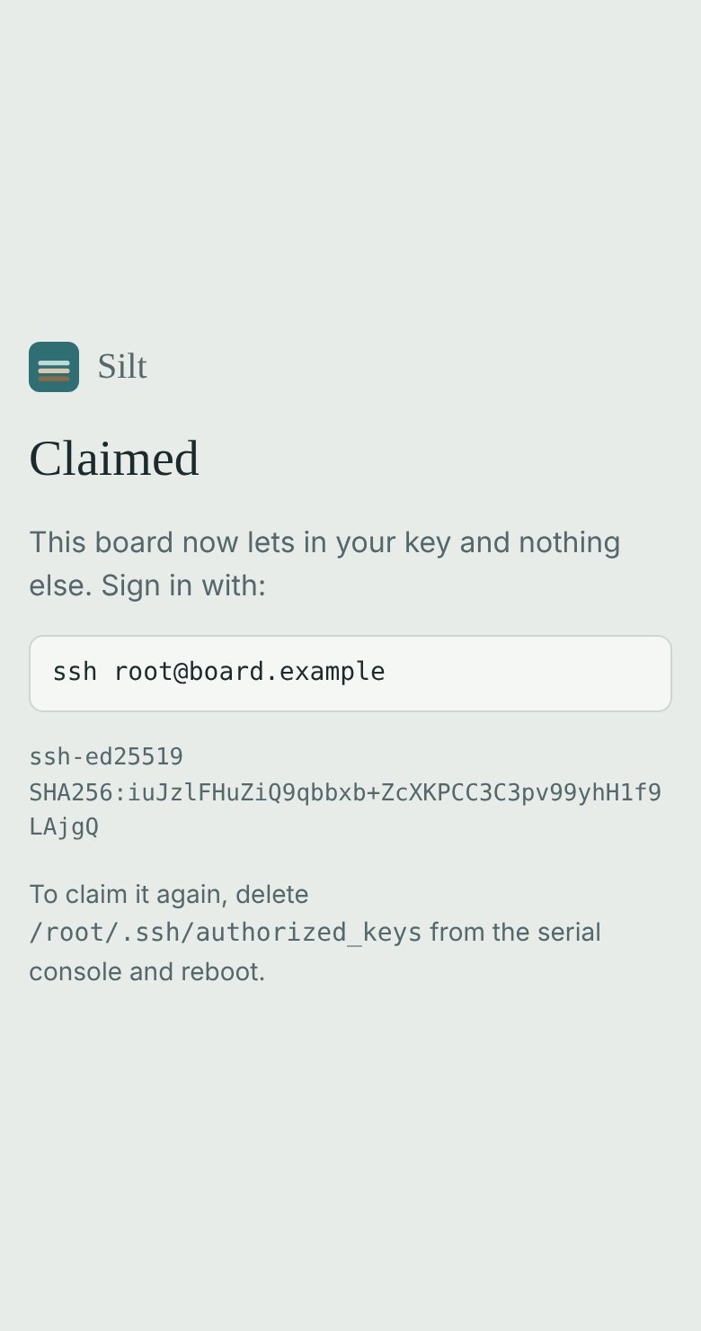 Claimed: the command to sign in, and the key's fingerprint