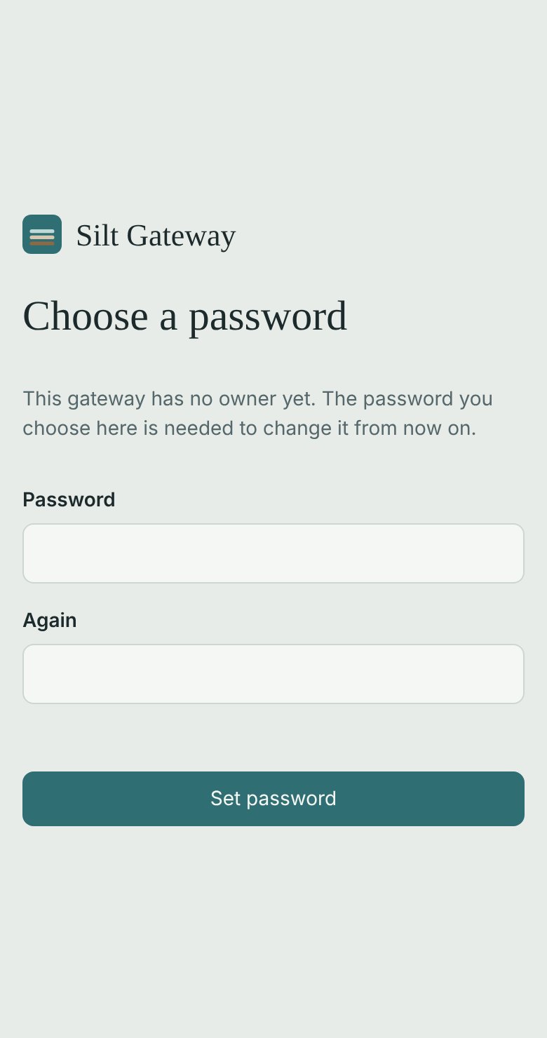 First visit: choose the gateway's password